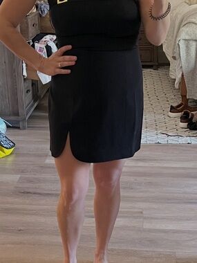 Amanda Uprichard Black Mini Skirt with Curved Front Notch